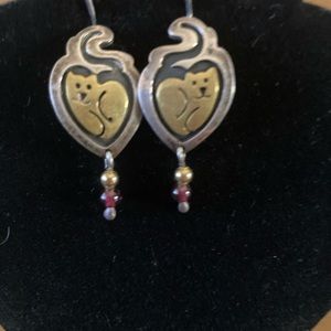 Vintage sterling dangle earrings! Cats “FF” sterling Mexico